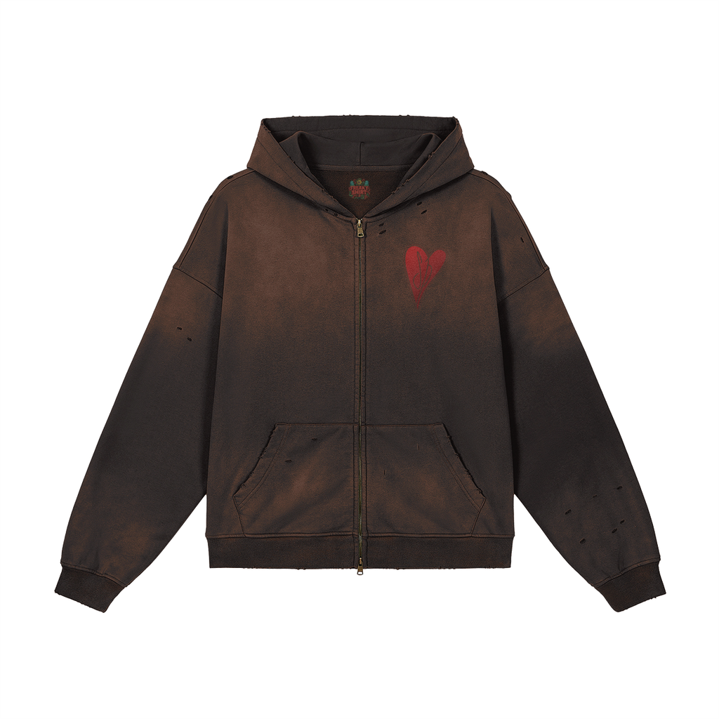 Marrone profondo con sfumature beige consumate sui bordi.